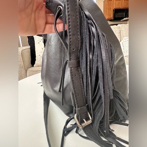 Patricia Nash Nicoletta Fringe Bucket Bag – Black Italian Leather - Picture 5 of 8